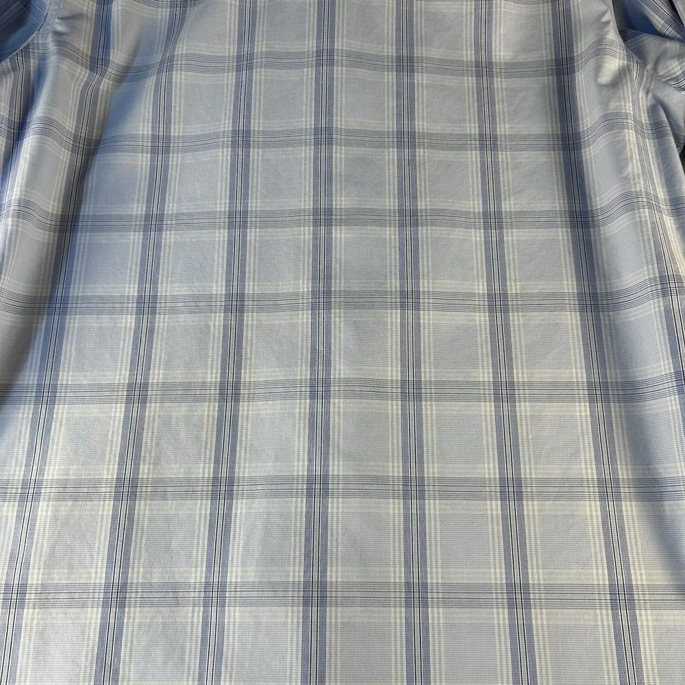 Banana Republic Non-Iron Slim‎ Fit Large Blue Plaid Long Sleeve  Button Up Shirt